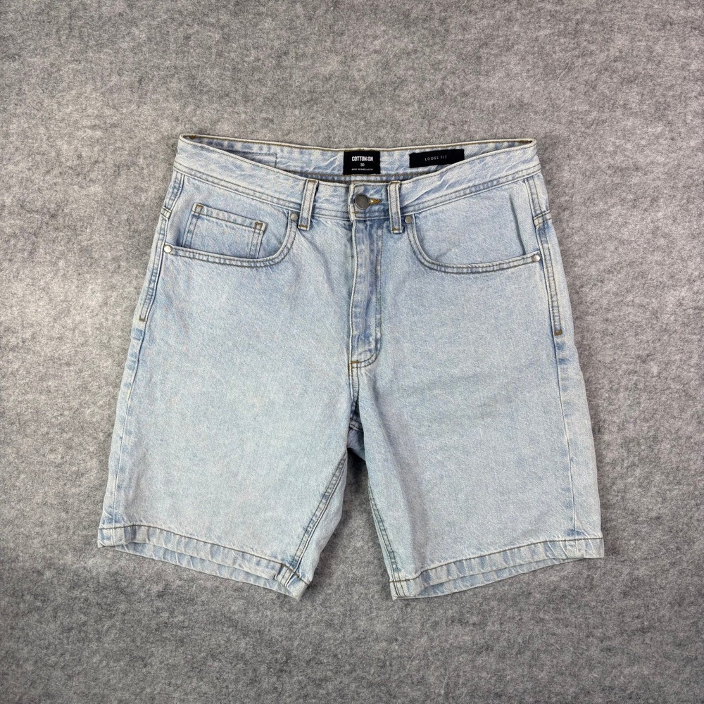 Cotton On Denim Loose Fit Shorts Light Wash‎ Blue Mens 30